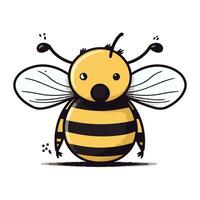 Cute cartoon bee isolated on a white background. Vector illustration.