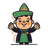 Cute boy dressed as a leprechaun. Vector illustration.