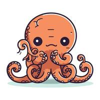Cute cartoon octopus. Vector illustration. Isolated on white background.