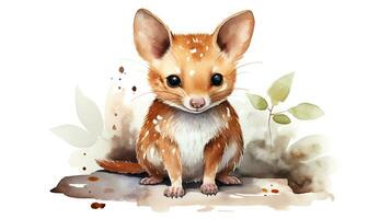 a cute little Quoll in watercolor style. Generative AI photo