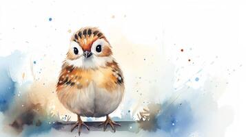 a cute little Quail in watercolor style. Generative AI photo