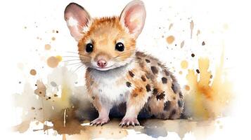 un linda pequeño quoll en acuarela estilo. generativo ai foto