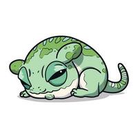 Cute cartoon chameleon isolated on white background. Vector illustration.