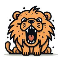 Lion Cartoon Character Vector Illustration. Cute Wild Animal Face