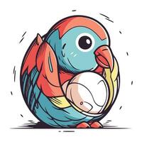 Cartoon parrot. Vector illustration. Isolated on white background.