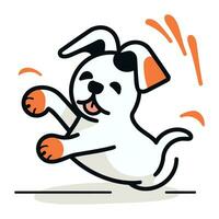 Cartoon illustration of a cute dog running and jumping for joy. vector