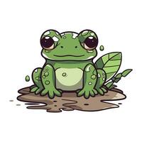 Cute cartoon frog isolated on a white background. Vector illustration.