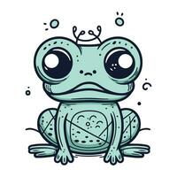 Cute cartoon frog. Vector illustration. Isolated on white background.