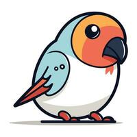 Cute cartoon parrot isolated on white background. Vector illustration.