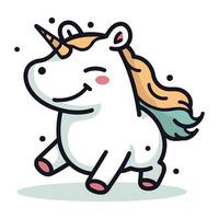 linda dibujos animados unicornio. vector ilustración aislado en un blanco antecedentes.