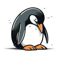 Cute penguin cartoon isolated on white background. Vector illustration.