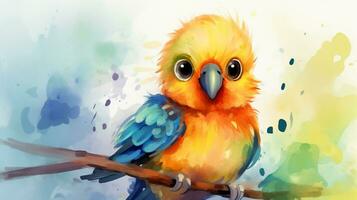 a cute little Parrot in watercolor style. Generative AI photo
