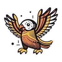 Owl with wings. Vector illustration in doodle style.