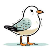 Cute cartoon seagull. Vector illustration isolated on white background.