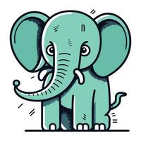 Cute elephant. Vector illustration isolated on white background. Cartoon style.