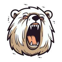 Angry bear head. Vector illustration isolated on a white background.