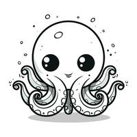 linda pulpo dibujos animados mascota personaje vector ilustración.