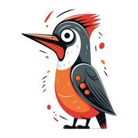 Cute cartoon woodpecker. Vector illustration isolated on white background.