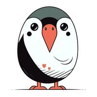 linda pingüino con corazón en sus pico. vector ilustración.