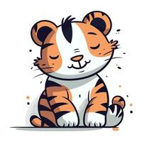 Cute cartoon tiger. Vector illustration. Isolated on white background.