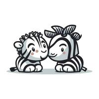 Zebra couple cartoon character vector illustration design. Cute cartoon zebra.