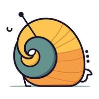 Cartoon snail. Vector illustration in flat design. Isolated on white background.