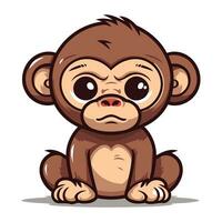 Cute cartoon monkey. Vector illustration isolated on a white background.