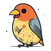 Cute cartoon bullfinch. Vector illustration on white background.