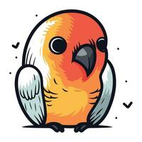 Cute parrot isolated on white background. Vector cartoon illustration.