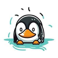 Cute penguin cartoon. Vector illustration isolated on white background.