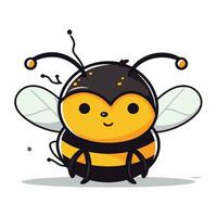 Bee cartoon character on white background. Vector illustration of a bee.