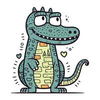 Cute hand drawn crocodile. Vector illustration for your design.