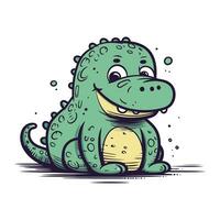 Cute cartoon crocodile. Vector illustration isolated on white background.