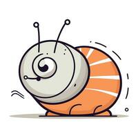 Cartoon funny snail. Vector illustration. Isolated on white background.