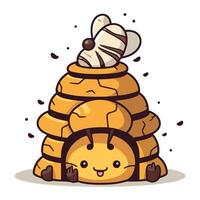 Vector illustration of a cute cartoon honey bee in a chimney.