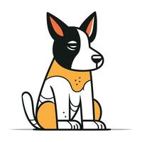 Cute dog sitting on white background. Vector illustration in cartoon style.