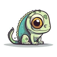 Cute cartoon chameleon. Vector illustration isolated on white background.