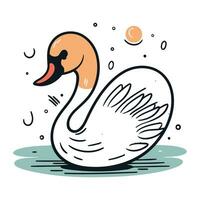 Swan. Vector illustration in doodle style on white background.