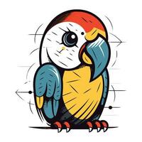 Cute parrot. Hand drawn vector illustration. Isolated on white background.