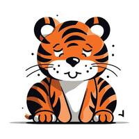 Cute cartoon tiger. Vector illustration isolated on a white background.