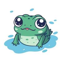 Frog in water. Cute cartoon character. Vector illustration.