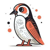 Vector illustration of cute bird. Hand drawn doodle bird.