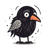 Cute cartoon crow. Vector illustration isolated on a white background.