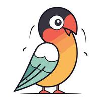 Cute cartoon parrot. Vector illustration in line art style.