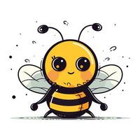 Cute cartoon bee. Vector illustration. Isolated on white background.