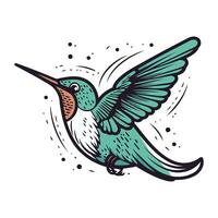 Hummingbird. Hand drawn vector illustration. Isolated on white background.