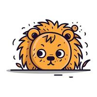 Cute cartoon lion. Vector illustration in doodle style.