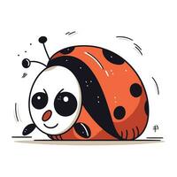 Cute cartoon ladybug. Vector illustration isolated on white background.