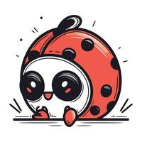 Cute cartoon ladybug isolated on white background. Vector illustration.