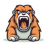 Angry Gorilla   Cartoon Vector Illustration. Isolated On White Background